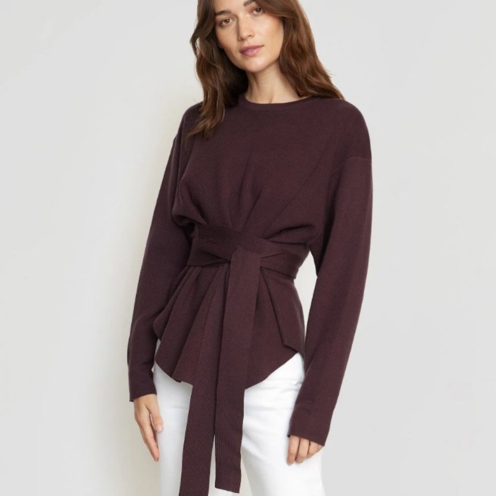 Modern Citizen Nara tie front sweater XL dark purple Aubergine